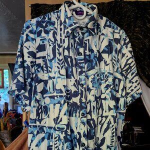 Vintage Hand-made Blouse with funky pattern and elastic gather waist in back